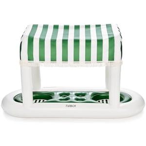 FUNBOY Giant Floating Green Cabana Stripe Drink Station, Removable Fabric Shade with Fringe, Perfect for Parties, Table-top Decorations and in-Pool Refreshments.