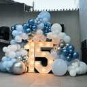 2 x Blue Silver Balloons Set, 12 Inch Blue and Silver Balloons Dark Navy and Confetti Party Latex Balloon, Macaron Metallic Baby Blue Mixed Balloon for Birthday Graduation Baby Shower Wedding Retirement