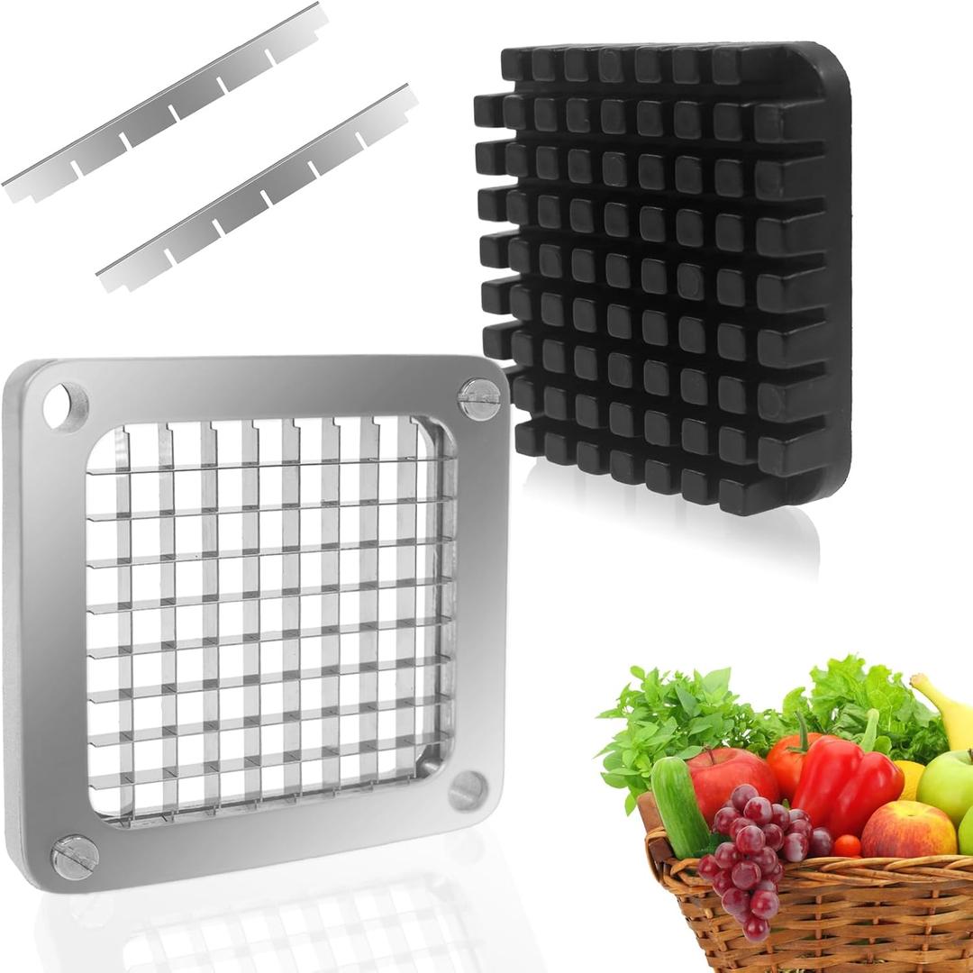 Replacement Chopper 3/8 Blade,Commercial Vegetable Chopper Dicer Stainless Steel Blade and Pusher Block for Fruit Cutting Machine Tomato onion French Fries Cutter