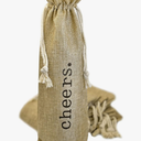Supply Friend Burlap Wine Bag - 12 Jute Wine Bottle Gift Bags with Drawstring and Cheers Print for Party Favors, Wedding, Birthday, Housewarming, Christmas, Holiday & Wine Tasting Party