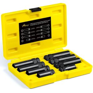 Topec 8Pcs Spline Lug Nut Socket Set | 5, 6, 7, 12 Spline Locking Lug Nut Key, Universal Wheel Lock Removal Kit, Wheel Lock key Set for Car, CR-MO Steel (Not for Hex, Deep, Large-Size, and 10-Spline) (in-8piece)