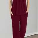 POPYOUNG Womens Pajama Sets Summer Ladies Pjs 2 Piece Loungewear Capri with Pockets Sleepwear