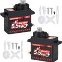 HobbyPark 2-Pack Waterproof 5.5kg High Torque Micro Servo Coreless Motor Metal Gear Arduino Servo RC Servo for 1/24 Crawler Cars Boats Robotics SCX24 Steering Servo 4.8-8.4V