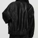 PRETTYGARDEN Women's Faux Leather Motorcycle Jacket Trendy Fall Spring Clothes Oversized Zip Up Winter Coat Outerwear (Black, M)