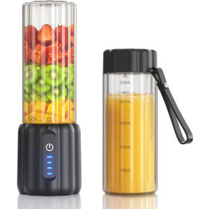 Portable Blender, Small Smoothie & Shake Maker with 6 Blades, USB-C Rechargeable Personal Blender with LED Display, Travel-Friendly Mini Juicer Cup for Home, Office, Gym, Outdoor, 17oz, Black