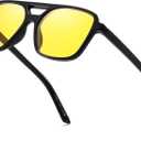 HIGLASS Sleep Blue Light Blocking Glasses, Amber AR Lenses Reduce Eye Strain & Improve Sleep, Premium Computer Gaming Glasses (A01 Black/Yellow)