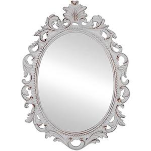 SIMON'S SHOP Oval Mirror Shabby Chic Decorative Mirrors for Wall, 18.3 x 13 inches, Distressed White, Rustic Decor