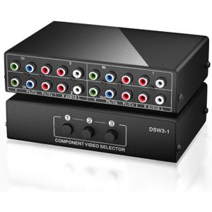 Component AV Video Switch Box 3 in 1 Out, BolAAzuL 3 Port 5 RCA YPbPr Cable RGB Component AV Switcher Selector Converter 3-Way Plug & Play for Retro Gaming PS2 Wii Xbox DVD Player TV