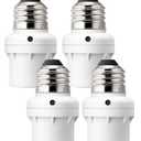 DEWENWILS Light Sensor Socket, Dusk to Dawn Sensor Socket, Light Bulb Socket for Light Fixtures, Compatible with Incandescent/CFL/LED/Halogen Bulbs, 4 Pack, ETL Listed
