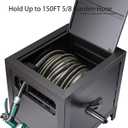 AQUAZILLA Metal Garden Hose Reel Deck box, Durable Steel Garden Hose Storage Box Cabinet, 150ft 5/8" Garden Hose Capacity. - Hose guide Manual Rewind, No-Leak Aluminum Water Connections