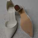 jiewmqci Women's Pearl White Wedding Shoes Bridal White Heels Pointed Toe Dress Prom Banquet Shoes Thick Heel Sandals(White, Adult, Women, 8, Numeric, US Footwear Size System, Medium)