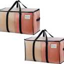 VENO 2 Pack Clear Storage Moving Bags, Heavy Duty Storage Bins with Lid, Around Handles, Tag, Zippers, Extra Large Totes Packing Moving Boxes Supplies for College Dorm Clothes (Transparent)