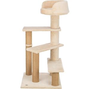 TRIXIE Tulia Senior Cat Tower with Scratching Posts, Four Platforms, Top Platform with Backrest, Beige Medium