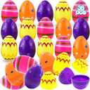 36PCS 3.15" Printed Easter Eggs, Empty Fillable Colorful Plastic Eggs Bulks for Easter Hunt, Party Favor, Basket Stuffers Filler, Classroom Prize Supplies