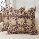 Vintage Floral Print Throw Pillow Covers 24x24 Set of 2 Neutral Modern Farmhouse Pillowcase Accent Decorative Cushion Covers Boho Home Decor for Couch Sofa Chair Bed Living Room, Oxblood