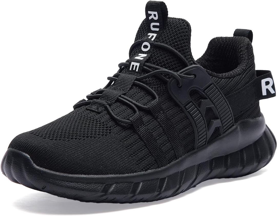 MJQ Kids Tennis Shoes for Boys Girls Lightweight Breathable Sneakers Running Athletic Shoes for  (Black, 5 Big Kid)