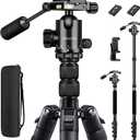 JOILCAN Camera Tripod, 83" Aluminum Tripods & Monopods with Metal Handle, Heavy Duty Tripod for DSLR Camera Lasers Binoculars Telescope Spotting Scope, Payload 35Lb