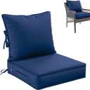 Premium Outdoor Seat Cushion Chair Cushions for Patio Furniture 19 L X 19 W X 4 H Waterproof & Fade Resistant Deep Seat and Backrest Cushion Set with Removable Covers for Chair, Sofa