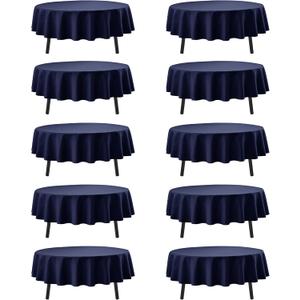 10-Pack Navy Blue Round Tablecloths, 70 Inches, Stain-Resistant Polyester for 3-4 Ft Round Tables - Washable Table Covers for Weddings, Banquets, Birthday Parties, Events