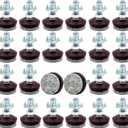 24 Pack Adjustable Furniture Leveling Feet, 1/4-20 Threaded Stem, Integrated Felt Pads for Hardwood Floors, Fit Table Chair Cabinet Sofa Legs, Brown Base with Gray Felt