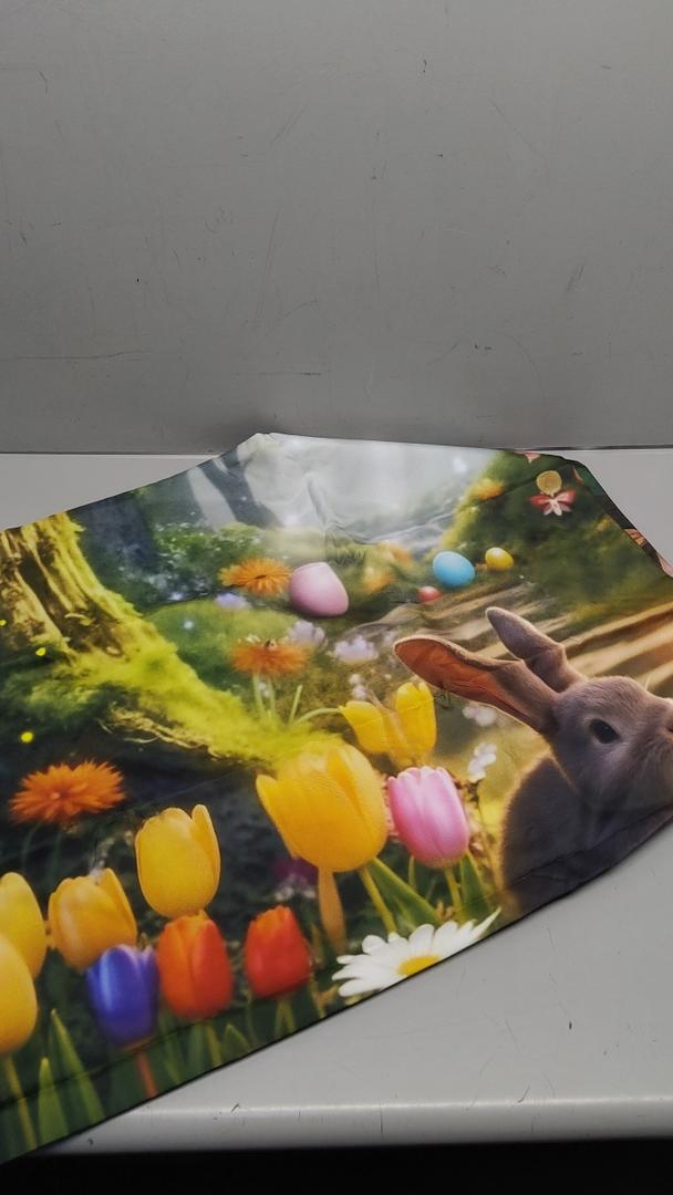 Omifly Happy Easter 5Wx7H Backdrop for Photography Cute Rabbit Colorful Wildflower Enchanted Woodland Wonderland Background Party Decorations Cake Table Banner Decor Photo Booth Studio Prop