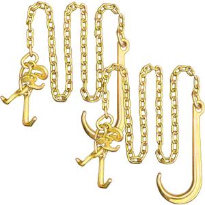 2PCS G80 j Hooks Tow Chain, 5/16"x6' Recovery Tow Hooks Chain 15IN J Hook w/RTJ & Grab Hook, 18800LBS Tow Truck Accessories J Hooks, Bridle Tow Transport Chain, Wrecker Towing Truck Equipment
