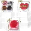 3,2"X3.2"X1.5" 25PCS Clear Mini Cookie Boxes Soap Boxes Chocolate Truffle Boxes for 4, Mini Bakery Boxes for Brownie,Chocolate covered Cherries,Macaron & More