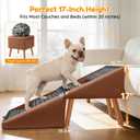 17" H Dog Stairs for Small Dogs 4-Step Non-Slip Dog Ramp for Couch, Foldable 2-in-1 Pet Stairs & Ottoman, Upgraded Pet Steps for Puppies, Senior Dogs & Injured Pets, Solid Wood Frame (Brown)