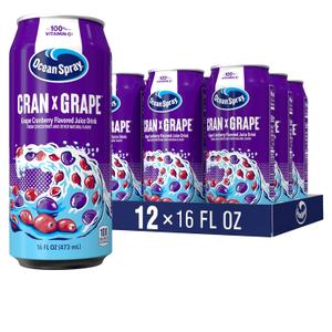 Ocean Spray Cran-Grape Cranberry Grape Juice Drink, 16oz can (12 Pack) (EXP 12/18/25)