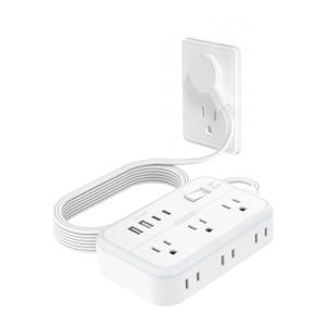 Power Strip with 6 Outlets 4 USB Ports(2USB C), Flat Extension Cord with Multiple Outlets, 1080 Joules, 5 ft Flat Plug Outlet Extender for Indoor, Office Supplies, Dorm Room Essentials