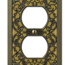 Amerelle 65TAB Filigree Wallplate, 1 Toggle, Antique Brass & 65DAB Filigree Wallplate, 1 Duplex, Antique Brass