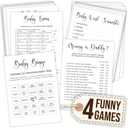 Woodamore Funny Baby Shower Games Gender Neutral - Baby Shower Bingo Game For Girl, Baby Bingo For Baby Shower Boy Decorations, Baby Word Scramble Guess Who Mommy Or Daddy, Fun Baby Trivia Cards