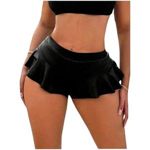 Floerns Women's Plus Size Leather Ruffle Hem Rave Booty Shorts Hot Pants Dance Shorts Size XL