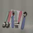 Pimoys 6 Pieces Toddler Utensils Forks and Spoons,Kids Silverware Set with Plastic Handle Stainless Steel Toddler Silverware,Dishwasher Safe (blue/green/pink)