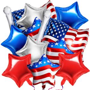 85 Pcs 4th of July Balloons Patriotic American Flag Balloons White Red Blue 250th Anniversary Party Decorations Star Foil Memorial Labor Day USA Party Supplies for Independence Day