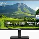 KOORUI New 22 Inch Computer Monitor FHD 1080P 120Hz PC Gaming Screen VA Panel Ultra-Slim Display 4000:1 Contrast Ratio with Adpitive Sync (HDMI/VGA/VESA Compatible 100x100mm/Audio Out), Tilt, Black