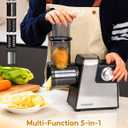 Electric Cheese Grater,5-In-1 Electric Grater,300W Salad Maker,Electric Slicer with One-Touch Control,Food Electric Slicer Shredder,Graters for Kitchen for Vegetables Cucumber Carrots Cabbage Nuts