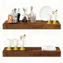 Solid Wood Floating Shelves,15in Finished Real Wood Wall Shelves with Heavy-Duty Hidden Bracket, Easy Installation, Set of 2, 15in x 7.1in x 1.5in, for Living Room Bedroom Kitchen,Bronze