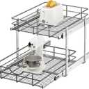 2 Tier Pull Out Cabinet Organizer - 17" W x 22" D Soft Close Slide Out Shelves with Shelf Liners - Pullout Drawers for Kitchen Cabinets, Pantry, Bathroom, Heavy Duty Steel Wire Baskets
