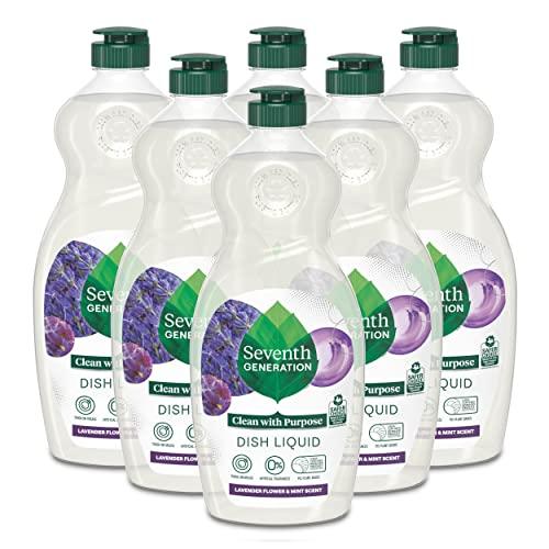 Seventh Generation Dish Soap Liquid Lavender Flower & Mint Scent Pack of 4 Dishwashing Soap Dish Detergent Liquid Soap 19 oz