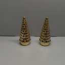 SHMILMH Gold Mercury Glass Christmas Tree Set of 2, Tabletop Christmas Tree with Light, Battery Operated Small Xmas Tree for Fireplace Centerpiece Decorations 10"