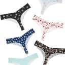 DEANGELMON Seamless Thongs for Women No Show Thong Underwear Women Comfortable Multiple Pack (Large, Floral Print-6pack)