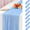 YMHPRIDE 8 Pack Light Blue Table Runner 20x120in Cheesecloth Table Runner