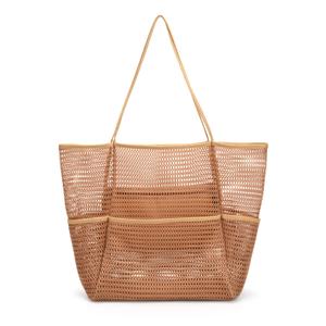 Tainehs Beach Mesh Tote Bag for Women, Large Travel & Pool Bag, Lightweight Vacation Cruise Tote (Inside Out – Flip to Use)