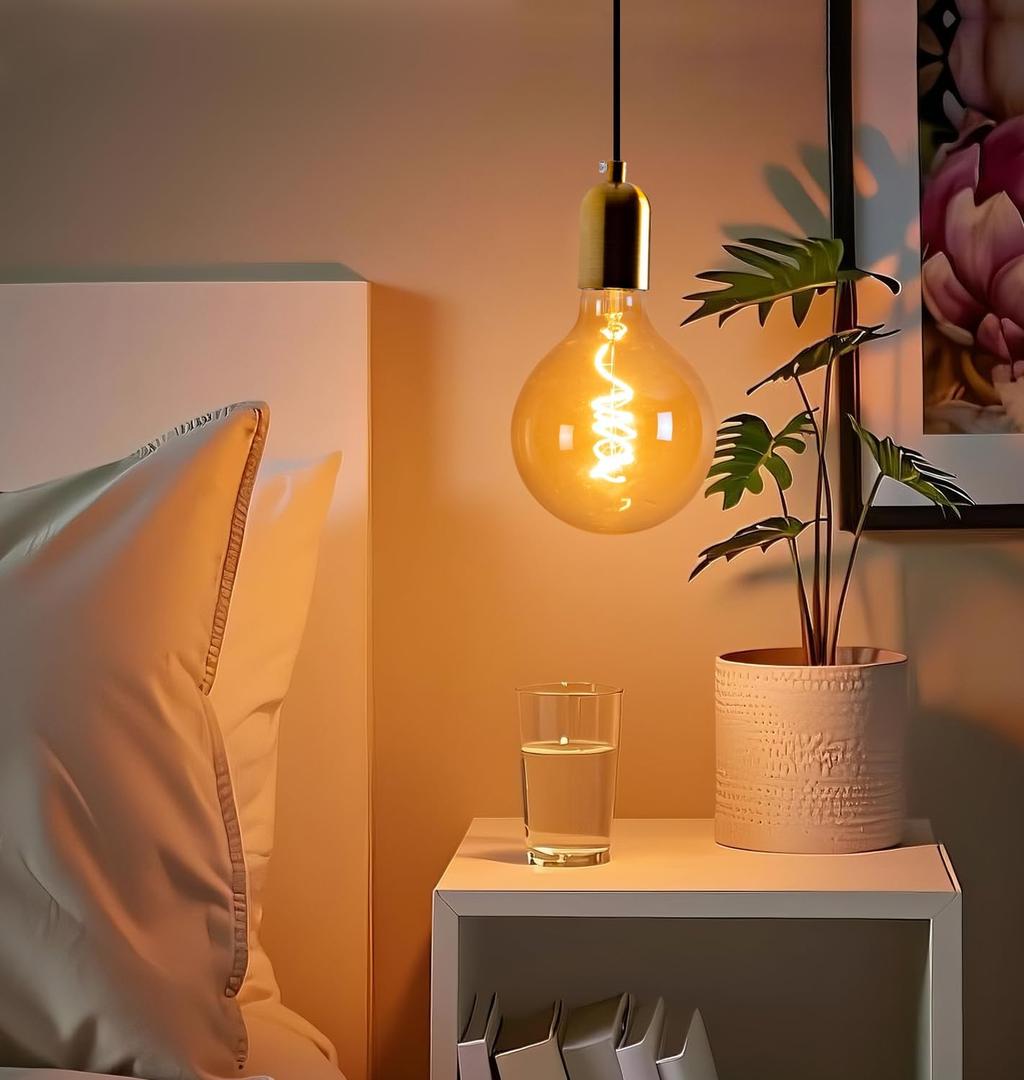 OMED G125/G40 Large Light Edison LED Vintage Bulb E26,Oversized Globe Dimmable Amber Glass Light Bulbs 2200K Warm White,Big Antique Round Lightbulb 6W Perfect for Pendant Lights, Floor Lamps 1 Pack