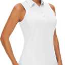 Casei Women's Sleeveless Golf Polo Shirts UPF 50+ Quick Dry Collared Polo Shirts Athletic Tank Tops Shirts (XX-Large, Pure White)