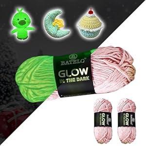 Glow in The Dark Crochet Luminous Polyester Yarn - Halloween Party Ghost Pumpkin Doll - Total 3.52oz/100g 115.92yd/106m 