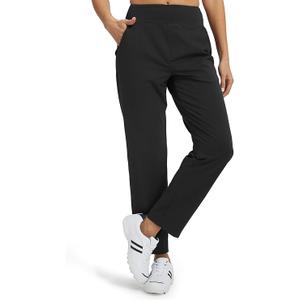 Libin Women's Casual Travel Pants 7/8 Stretchy Golf Pants Ankle Dress Pant Slacks Athletic Workout Sweatpants with 4 Pockets (M, Black)