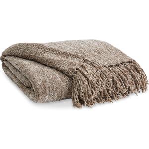 Signature Design by Ashley Tamish Contemporary Throw with Knotted Fringe, Light Brown (50"W x 60"D)
