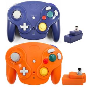 Inventii Game Cube Controller,NGC 2.4G Wireless Classic Controller for Wii Game Cube, With Receiver Adapter (Blue and Orange)